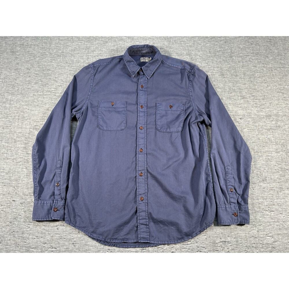 Faherty Shirt Mens Medium Navy Blue Long Sleeve Button Up Double Chest Pockets